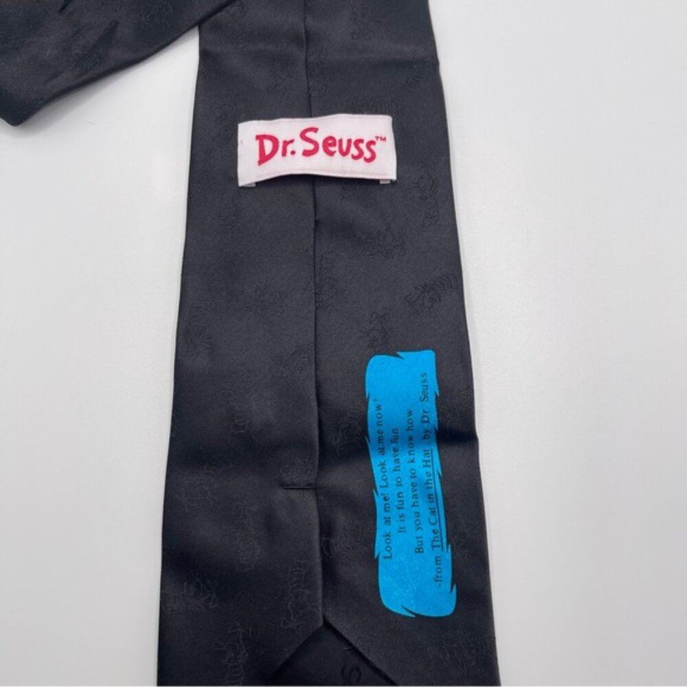 Dr.‎ Seuss Necktie Black Red White The Cat in the Hat Silk Tie Vintage Cartoon - Picture 6 of 8